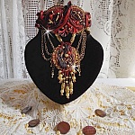 Collier platron Terre de Feu Haute-Couture, avec de la soie le Shibori 